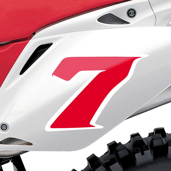 Pegatinas: Número 7 rojo y blanco