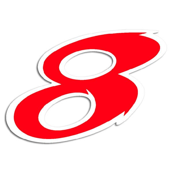 Pegatinas: Número 8 rojo y blanco