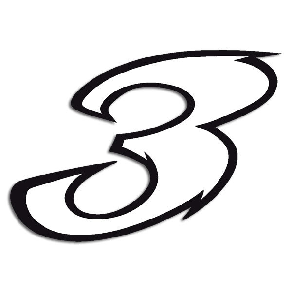 Pegatinas: Número 3 en blanco y negro