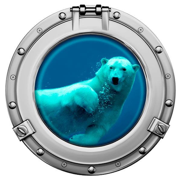 Vinilos Decorativos: Ojo de buey oso polar nadando