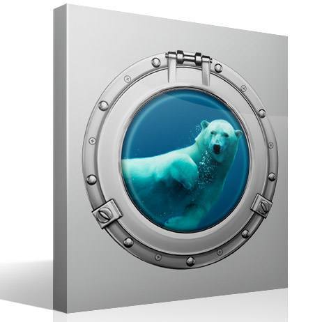 Vinilos Decorativos: Ojo de buey oso polar nadando