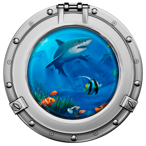 Vinilos Decorativos: Ojo de buey tiburones y peces