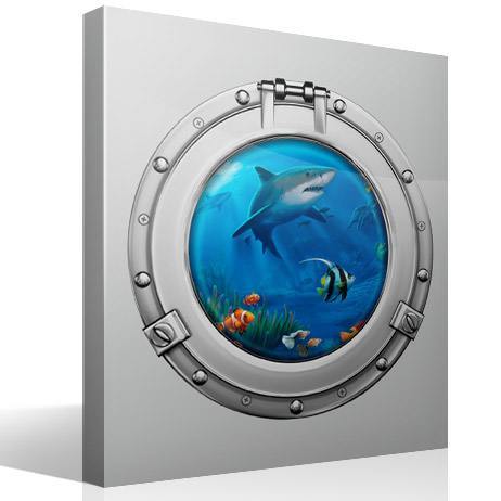 Vinilos Decorativos: Ojo de buey tiburones y peces