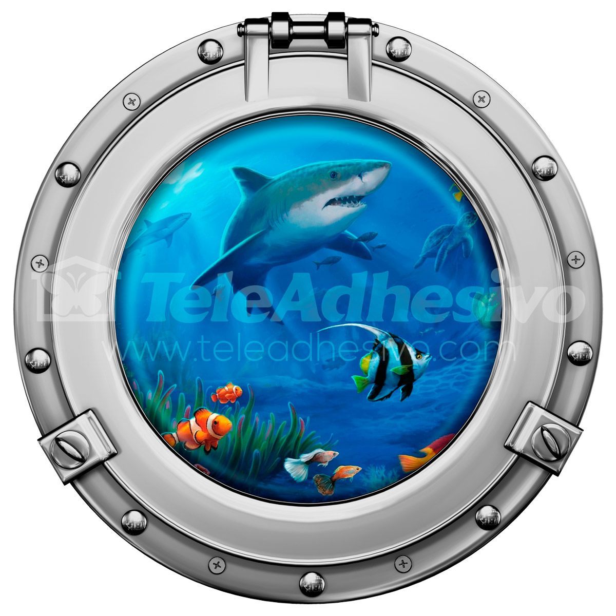 Vinilos Decorativos: Ojo de buey tiburones y peces