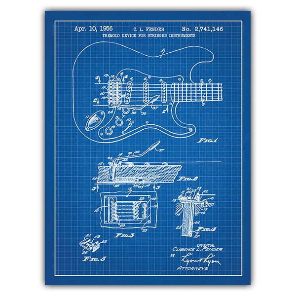 Vinilos Decorativos: Fender Stratocaster guitarra azul