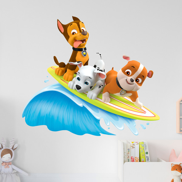 Vinilos Infantiles: Patrulla Canina - Chase, Marshall y Rubble surfean