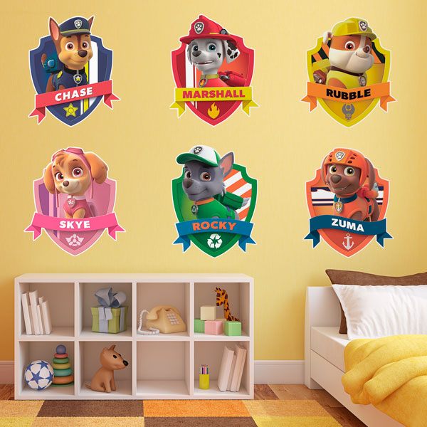 Vinilos Infantiles: Set 6X Patrulla Canina todos a una