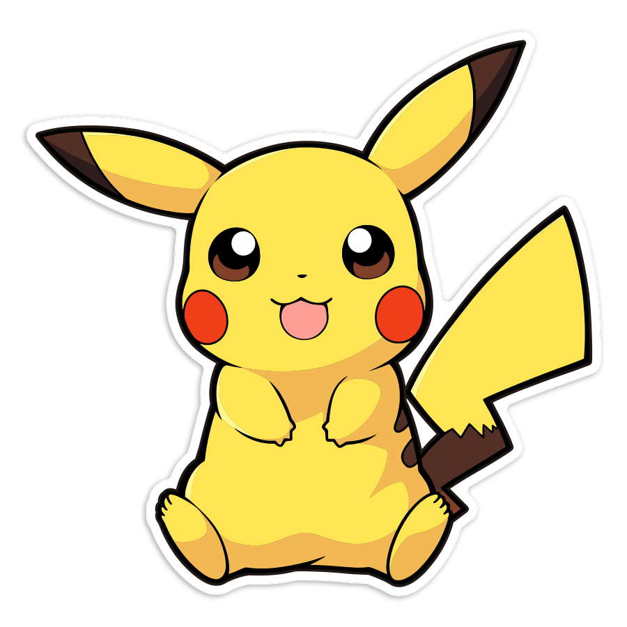 Pegatinas: Pikachu sentado kawaii Pokémon