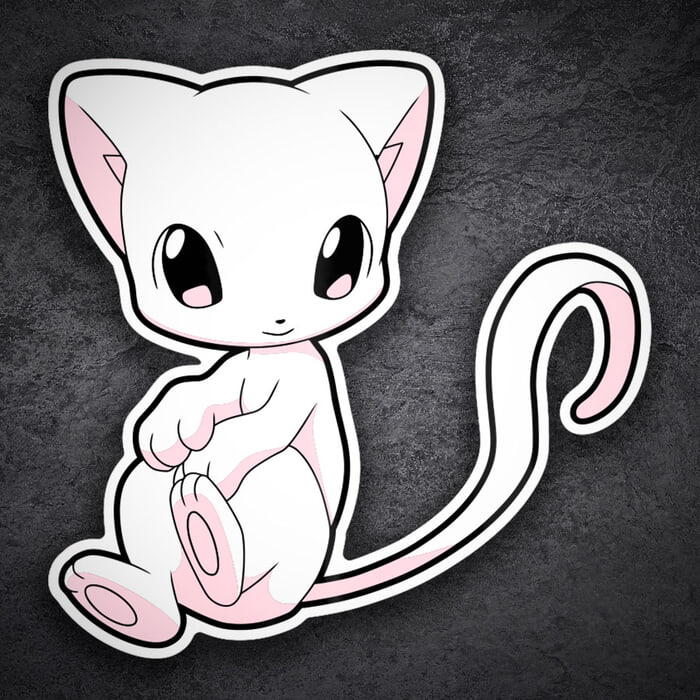 Pegatinas: Mew sentado kawaii Pokémon