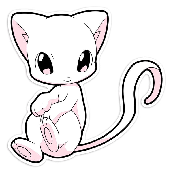 Pegatinas: Mew sentado kawaii Pokémon