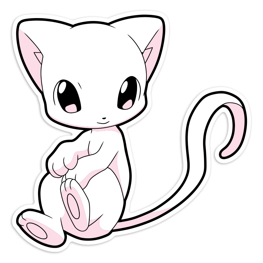 Pegatinas: Mew sentado kawaii Pokémon