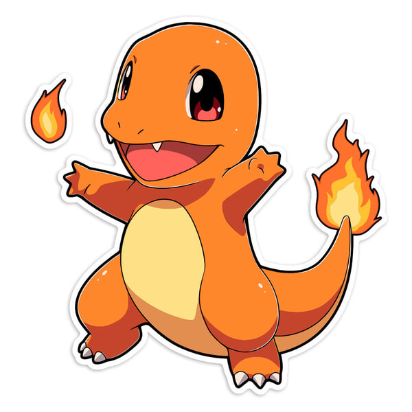 Pegatinas: Charmander feliz fuego Pokémon