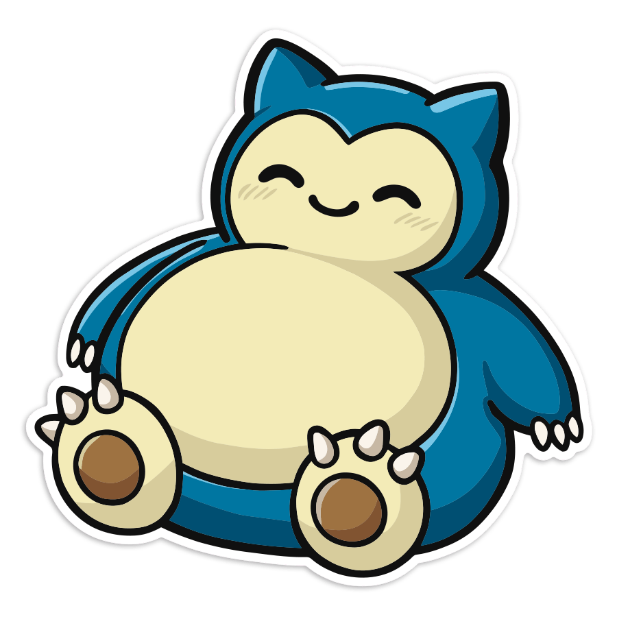 Pegatinas: Snorlax chibi dormilón Pokémon
