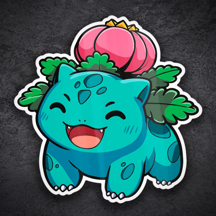 Pegatinas: Ivysaur chibi sonriente Pokémon