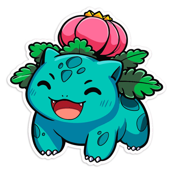 Pegatinas: Ivysaur chibi sonriente Pokémon
