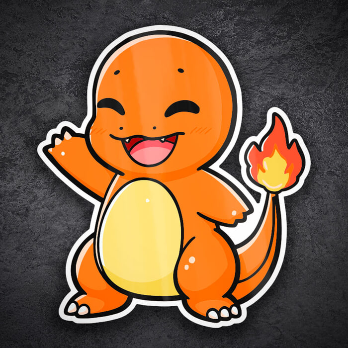 Pegatinas: Charmander chibi sonriente Pokémon