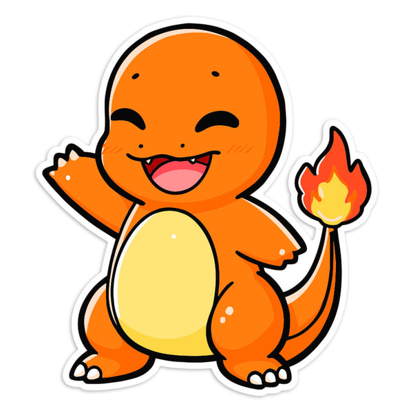 Pegatinas: Charmander chibi sonriente Pokémon