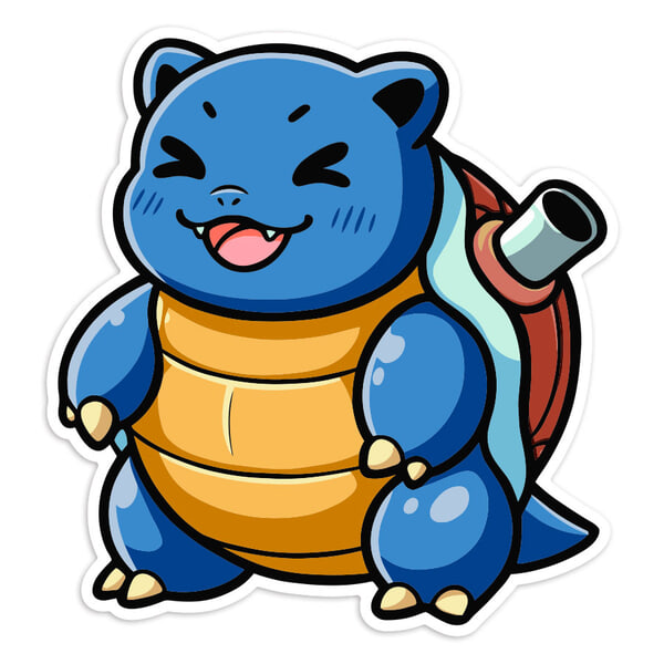 Pegatinas: Blastoise chibi feliz Pokémon