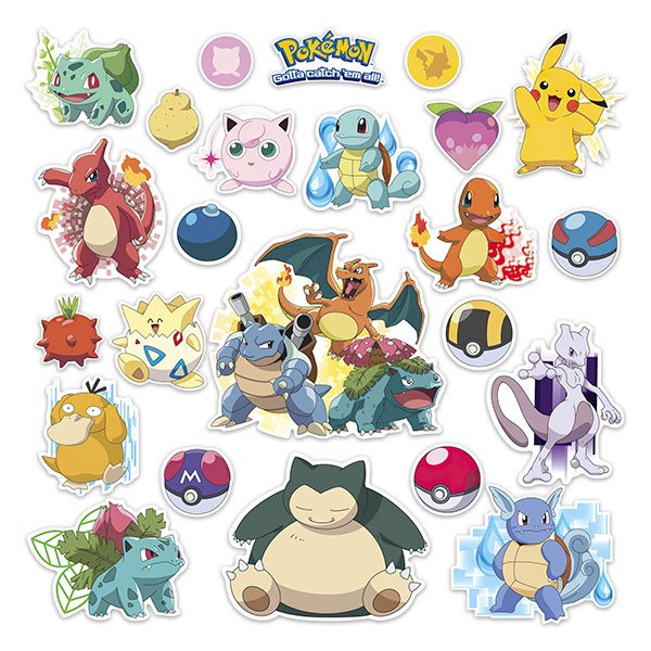 Vinilos Infantiles: Set 24X Pokemon Gotta Catch'em all