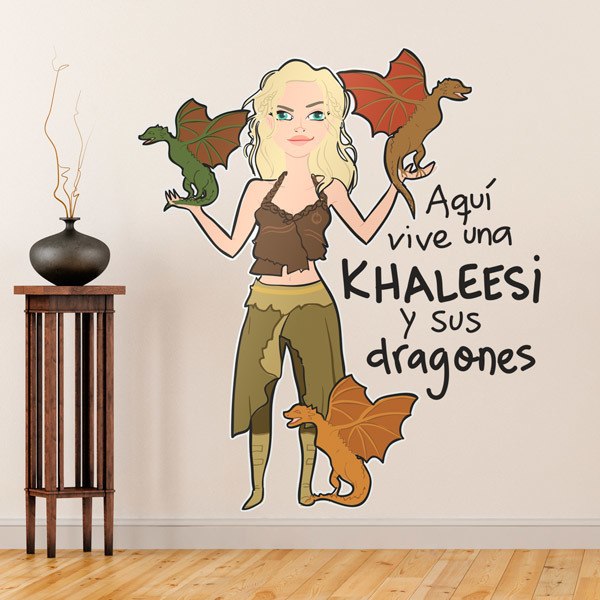 Vinilos Infantiles: Khaleesi y sus dragones 1
