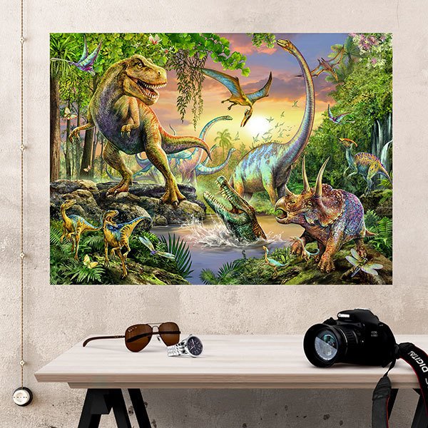 Vinilos Decorativos: Póster adhesivo Dinosaurios en la Selva