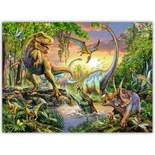 Vinilos Decorativos: Póster adhesivo Dinosaurios en la Selva