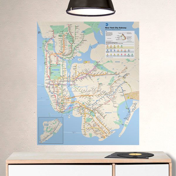 Vinilos Decorativos: Póster Mapa Metro New York