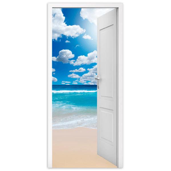 Vinilos Decorativos: Puerta abierta playa y nubes