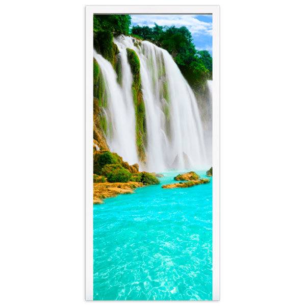 Vinilos Para Puertas Cascada De Fantasía Paisaje Llano Vinilos Decorativos  Para Puerta Pared Autoadhesivo Impermeable Pegatina De Pared 77X200Cm