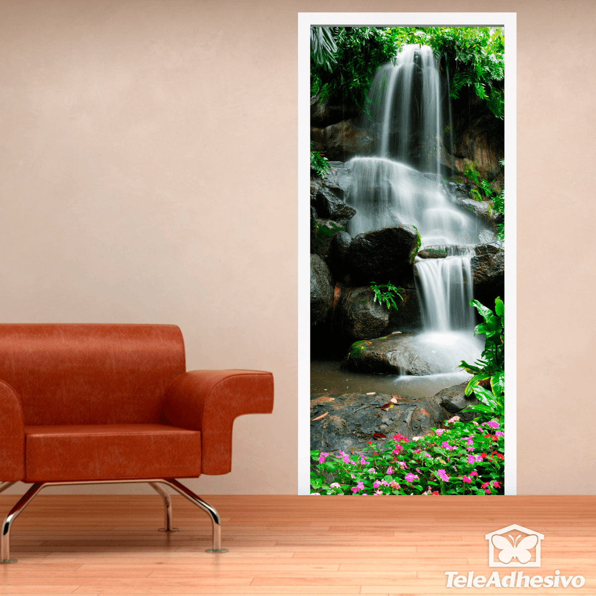 Vinilos Decorativos: Puerta cascada y piedras 2