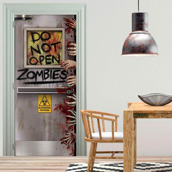 Vinilos Decorativos: Puerta Peligro Zombies