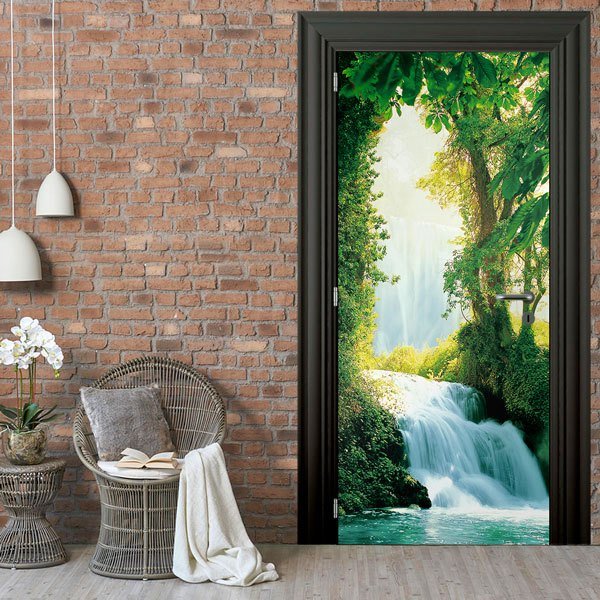 Vinilos Decorativos: Puerta Cascada en el Bosque