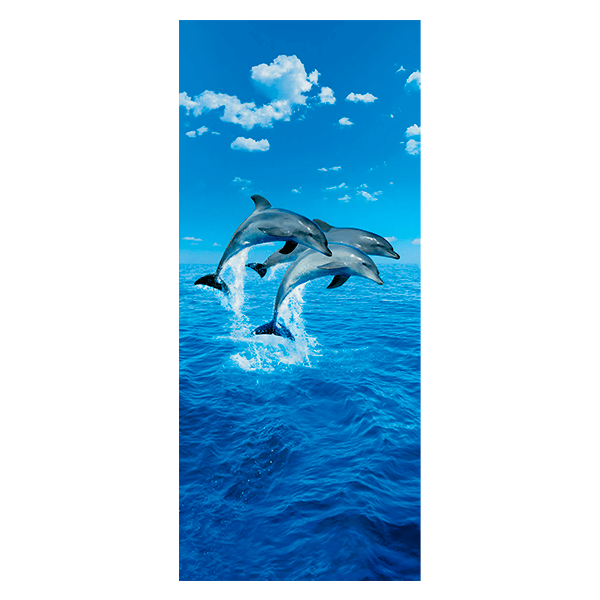 Vinilo mampara ducha delfines saltando - TenVinilo