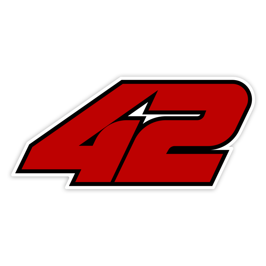 Pegatinas: N&uacute;mero 42 de &Aacute;lex Rins en Colores Rojo y Negro