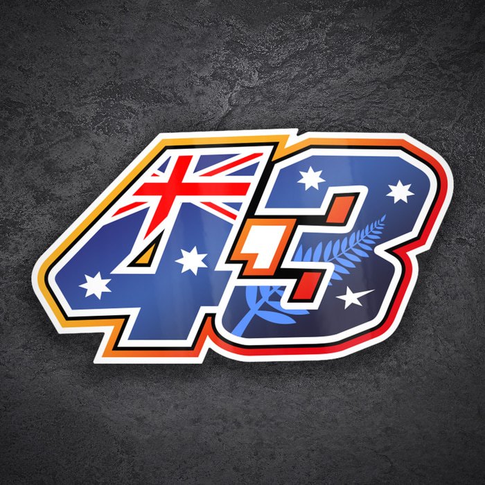 Pegatinas: N&uacute;mero 43 Jack Miller con Bandera de Australia