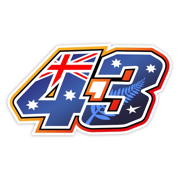 Pegatinas: N&uacute;mero 43 Jack Miller con Bandera de Australia