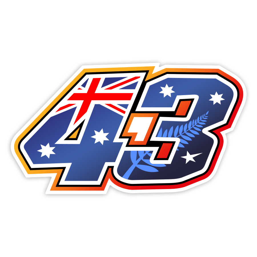 Pegatinas: N&uacute;mero 43 Jack Miller con Bandera de Australia