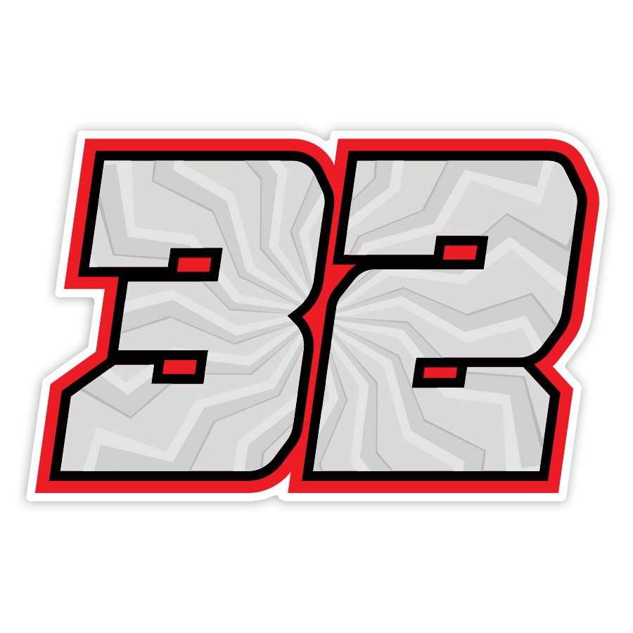 Pegatinas: N&uacute;mero 32 en Dise&ntilde;o Deportivo de MotoGP