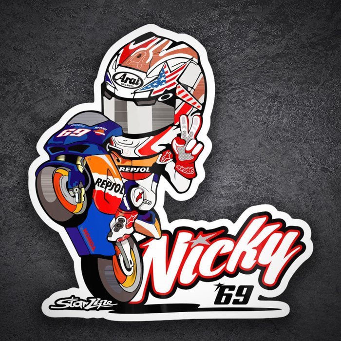Pegatinas: N&uacute;mero 69 Nicky Hayden MotoGP