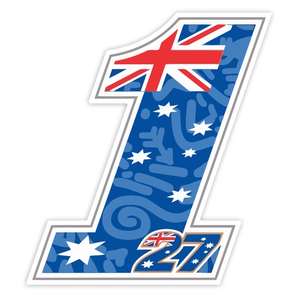 Pegatinas: N&uacute;mero 1 MotoGP Casey Stoner con Bandera de Austra