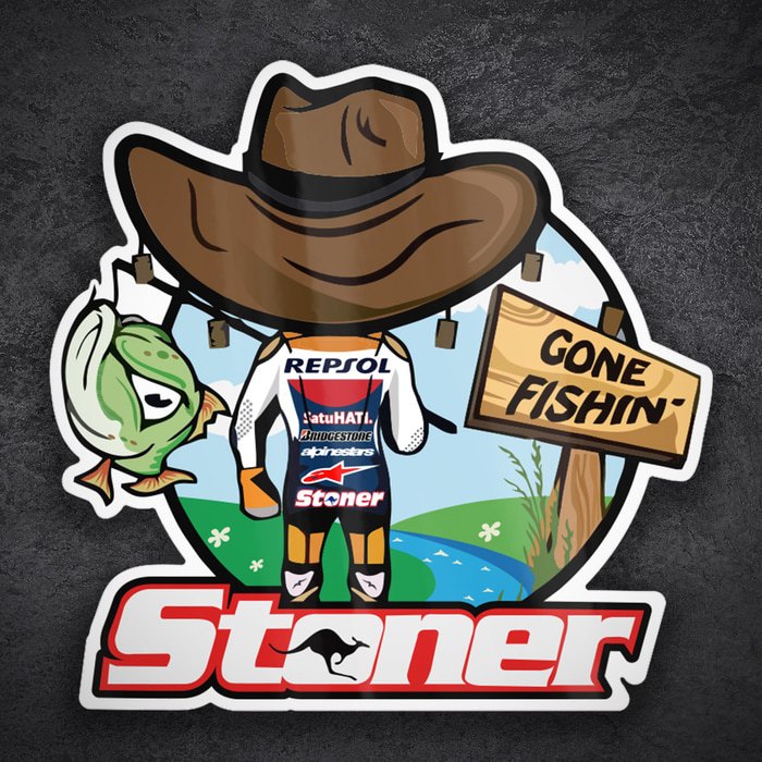 Pegatinas: Stoner MotoGP Gone Fishin