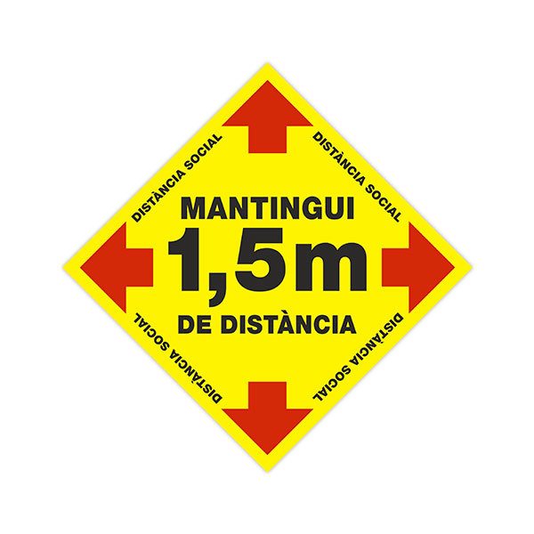 Pegatinas: Pegatina Suelo Mantenga 1,5m Distancia 2 - Catalán