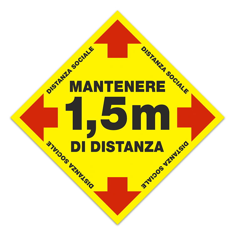 Pegatinas: Pegatina Suelo Mantenga 1,5m Distancia 2 Italiano 0