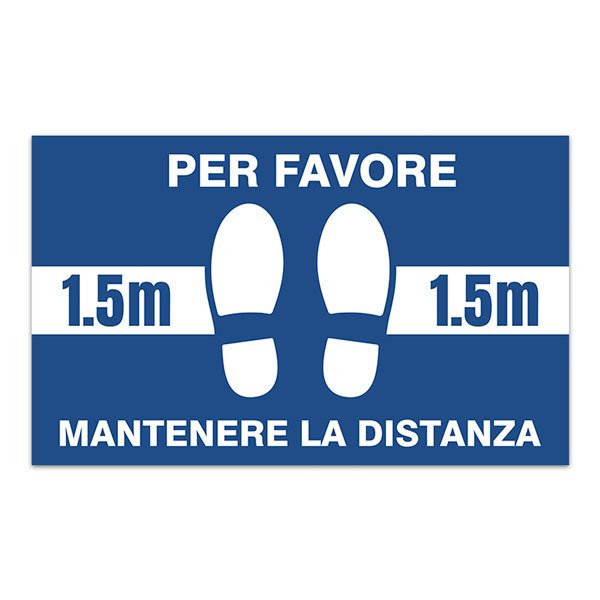 Pegatinas: Pegatina Suelo Mantenga 1,5m Distancia 3 Italiano
