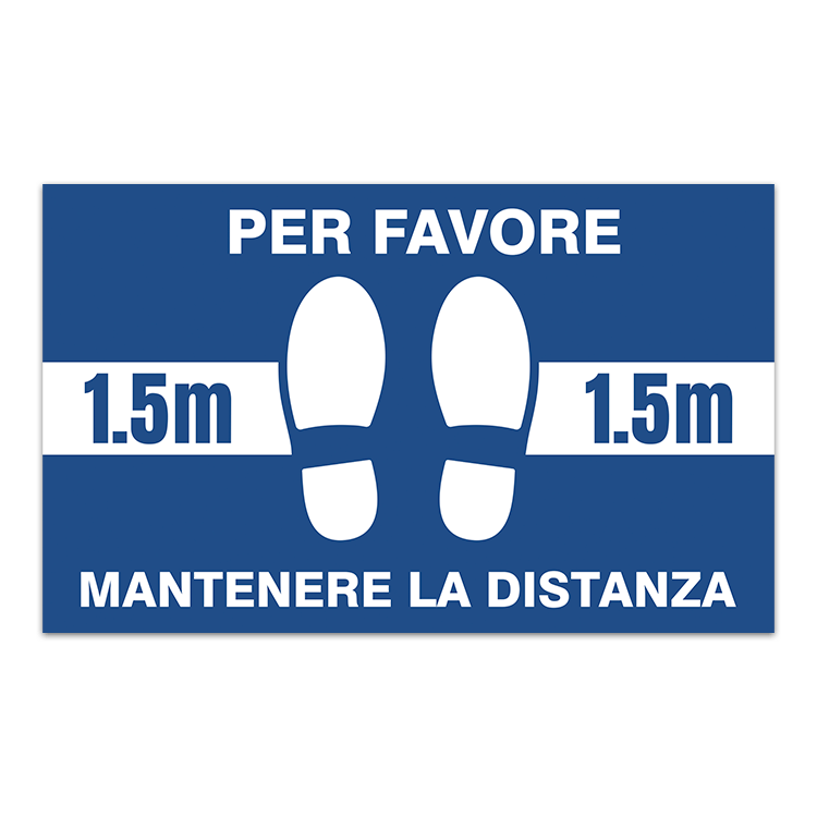 Pegatinas: Pegatina Suelo Mantenga 1,5m Distancia 3 Italiano 0