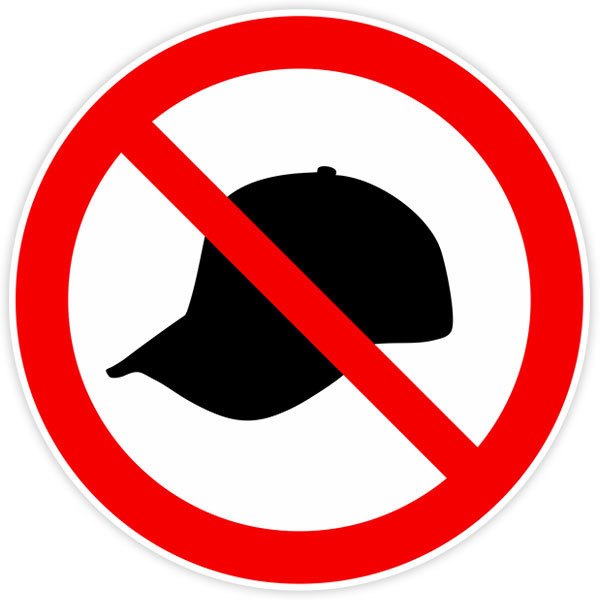 Pegatina Prohibido llevar gorra TeleAdhesivo.com