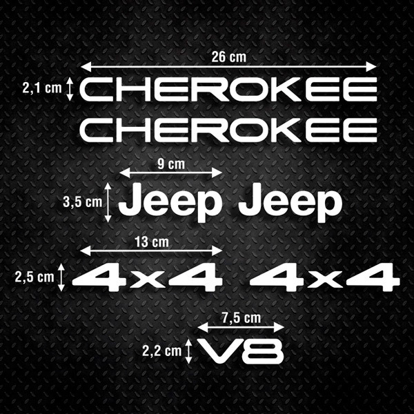 Pegatinas: Set 7X Cherokee Jeep