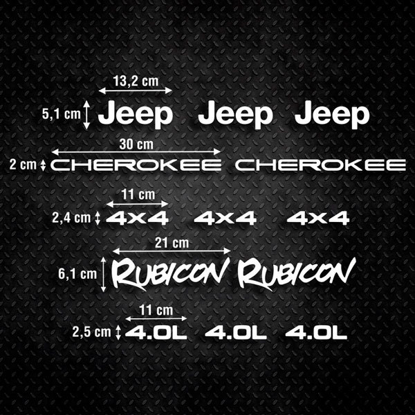 Pegatinas: Set 13X Jeep Cherokee Rubicon