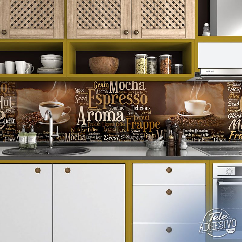 Fotomurales: Collage tipográfico de café