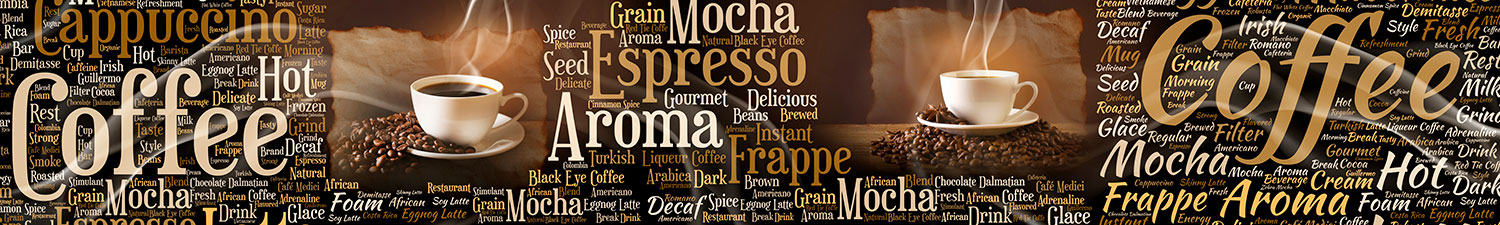 Fotomurales: Collage tipogr&aacute;fico de caf&eacute;